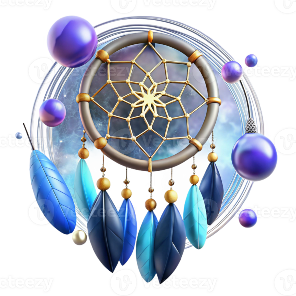 extraordinary abstract Dream Catcher with Glowing Feathers Cutout Transparent Background exclusive png