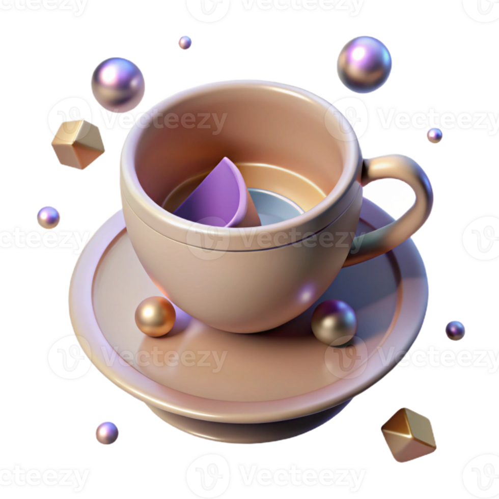 dramatic abstract Empty Teacup Top Down View Isolated Element genuine png