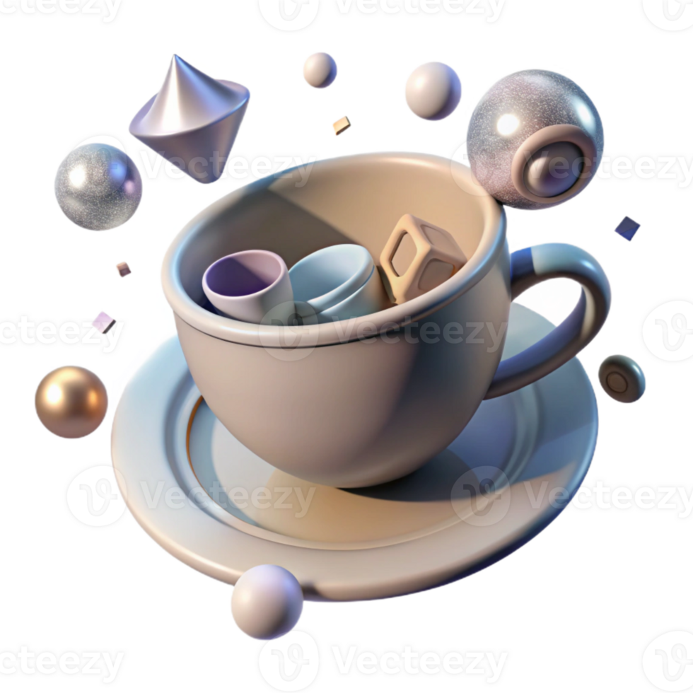 elegant minimalist Empty Teacup Top Down View Isolated Element genuine png