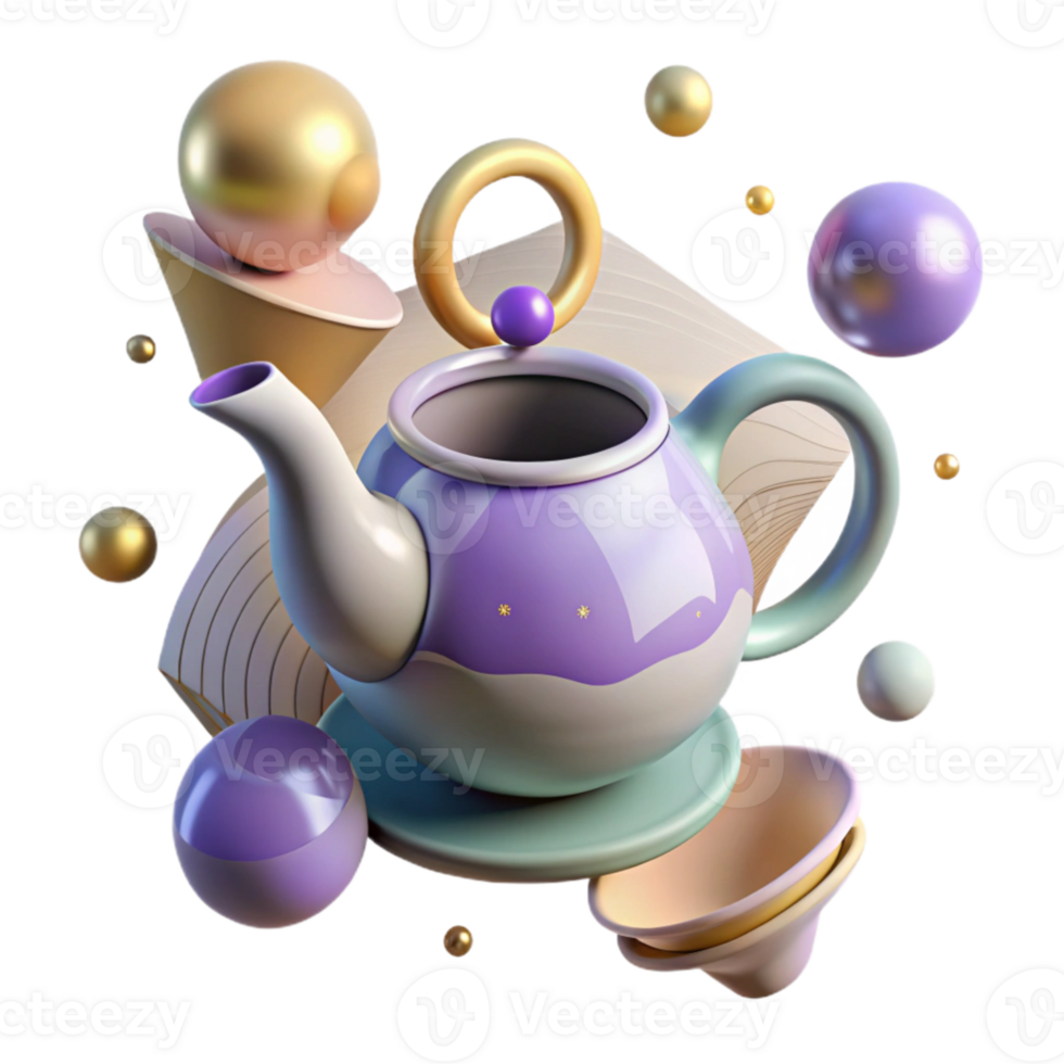 serene rustic Empty Teapot with Curved Spout Isolated Cutout professional png