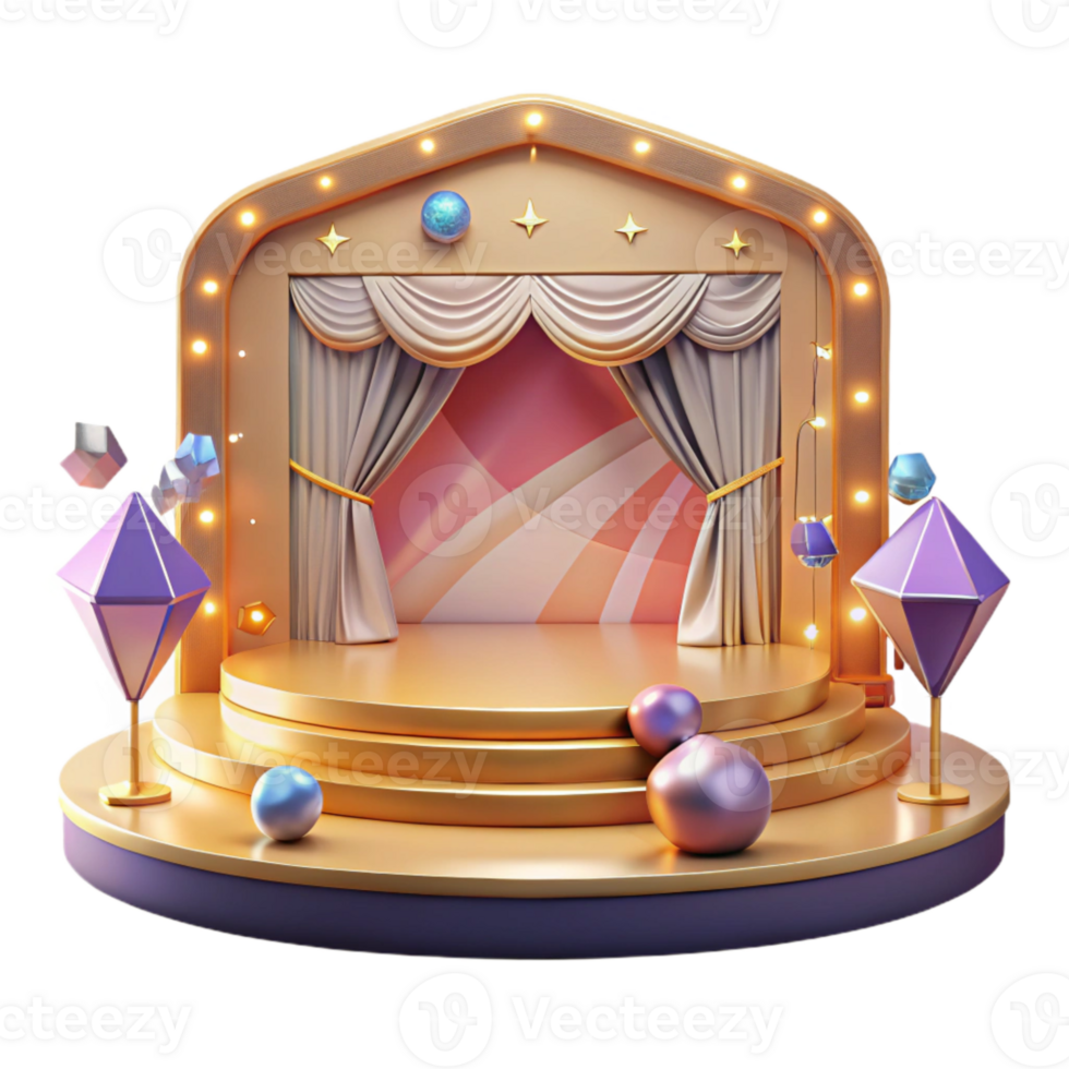 vibrant contemporary Empty Theater Stage Transparent Background with Spotlights detailed png