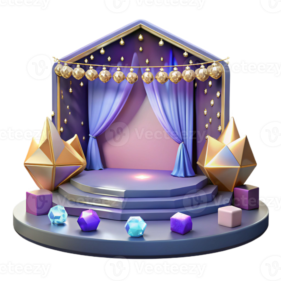 impressive minimalist Empty Theater Stage Transparent Background with Spotlights detailed png
