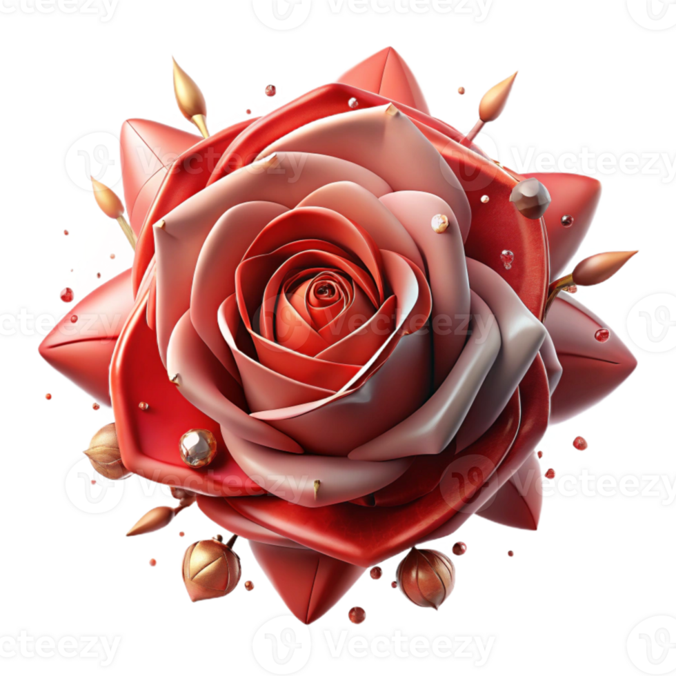 extraordinary modern Faded Red Rose with Thorns Transparent Element detailed png