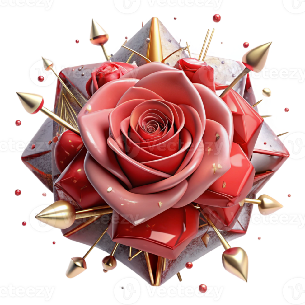 serene rustic Faded Red Rose with Thorns Transparent Element detailed png