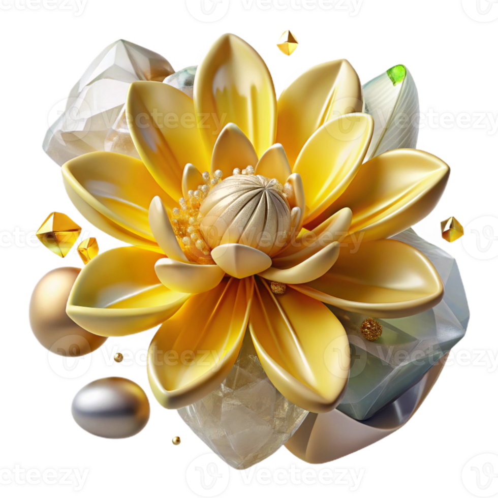 extraordinary minimalist Faded Yellow Flower with Petals Transparent Element detailed png