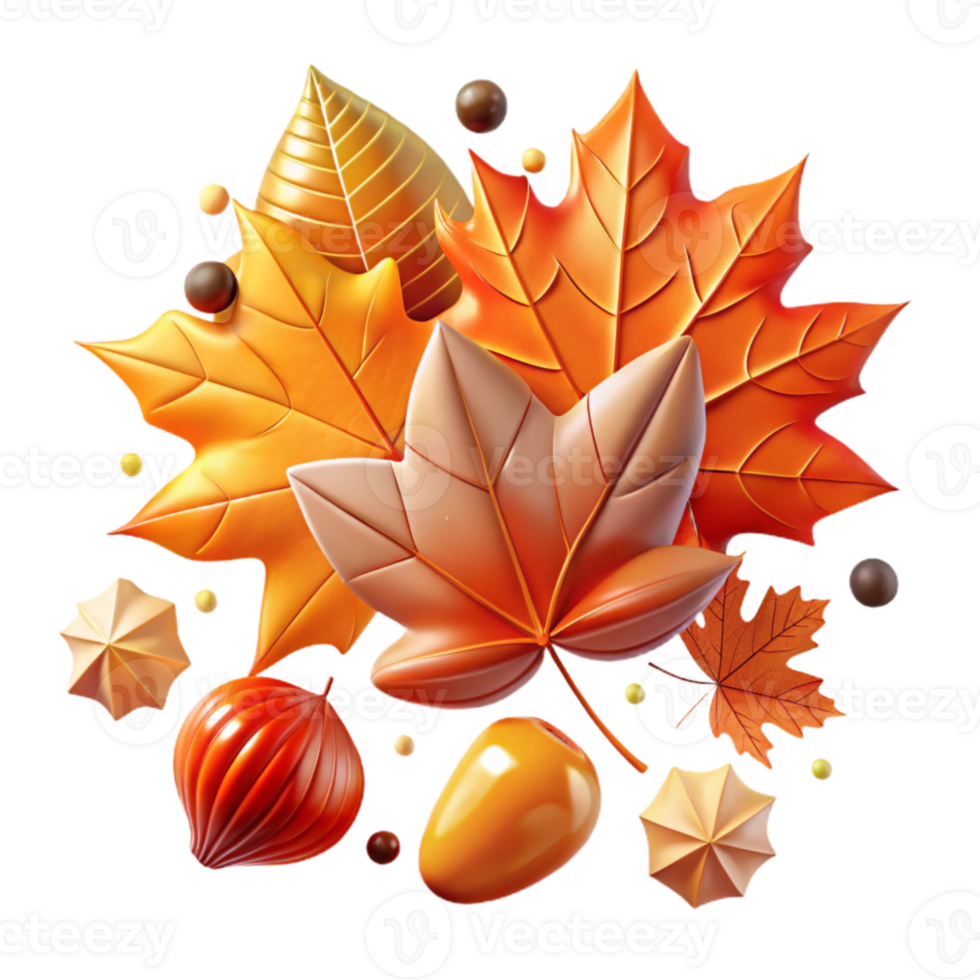 elegant minimalist Fallen Autumn Leaves Cutout with Orange and Red Hues png