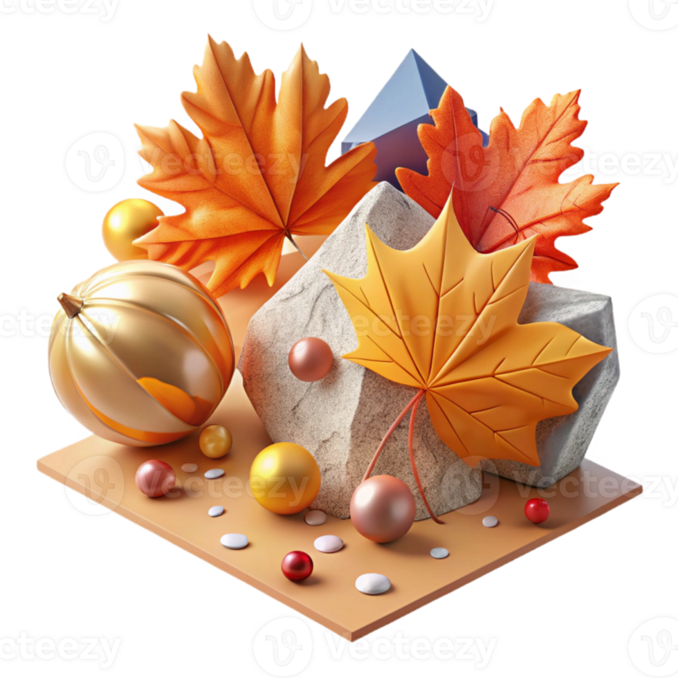 dramatic traditional Fallen Autumn Leaves Cutout with Orange and Red Hues authentic png