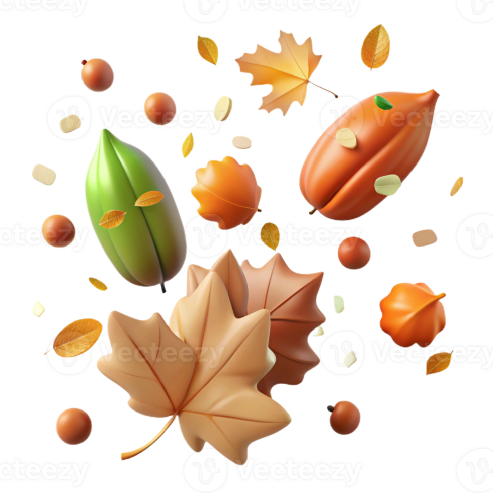 wonderful abstract Falling Leaves Autumn Confetti Transparent Design exclusive png