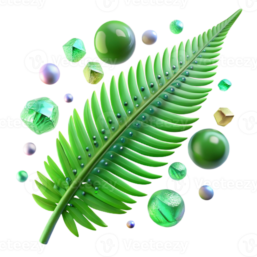 serene artistic Fern Frond Green Detailed Texture Transparent Background genuine png