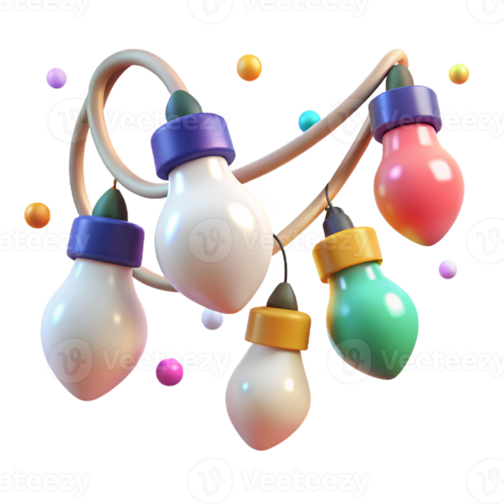 beautiful creative Festive Light Strings with Glowing Bulbs Cutout png