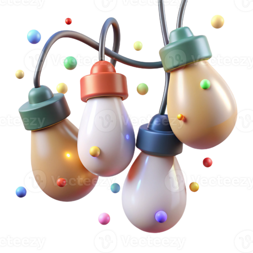 wonderful modern Festive Light Strings with Glowing Bulbs Cutout high quality png