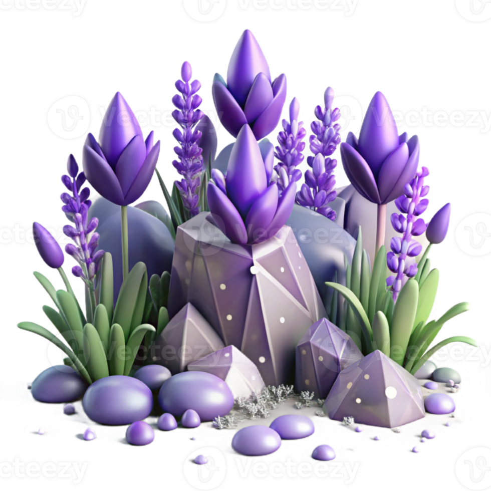 elegant abstract Field of Lavender Flowers Isolated Element authentic png