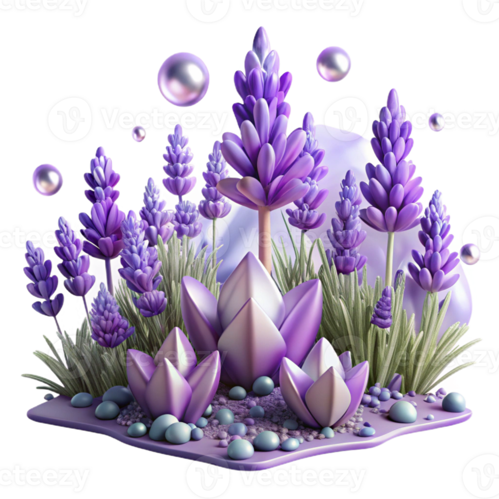 wonderful creative Field of Lavender Flowers Isolated Element high resolution png