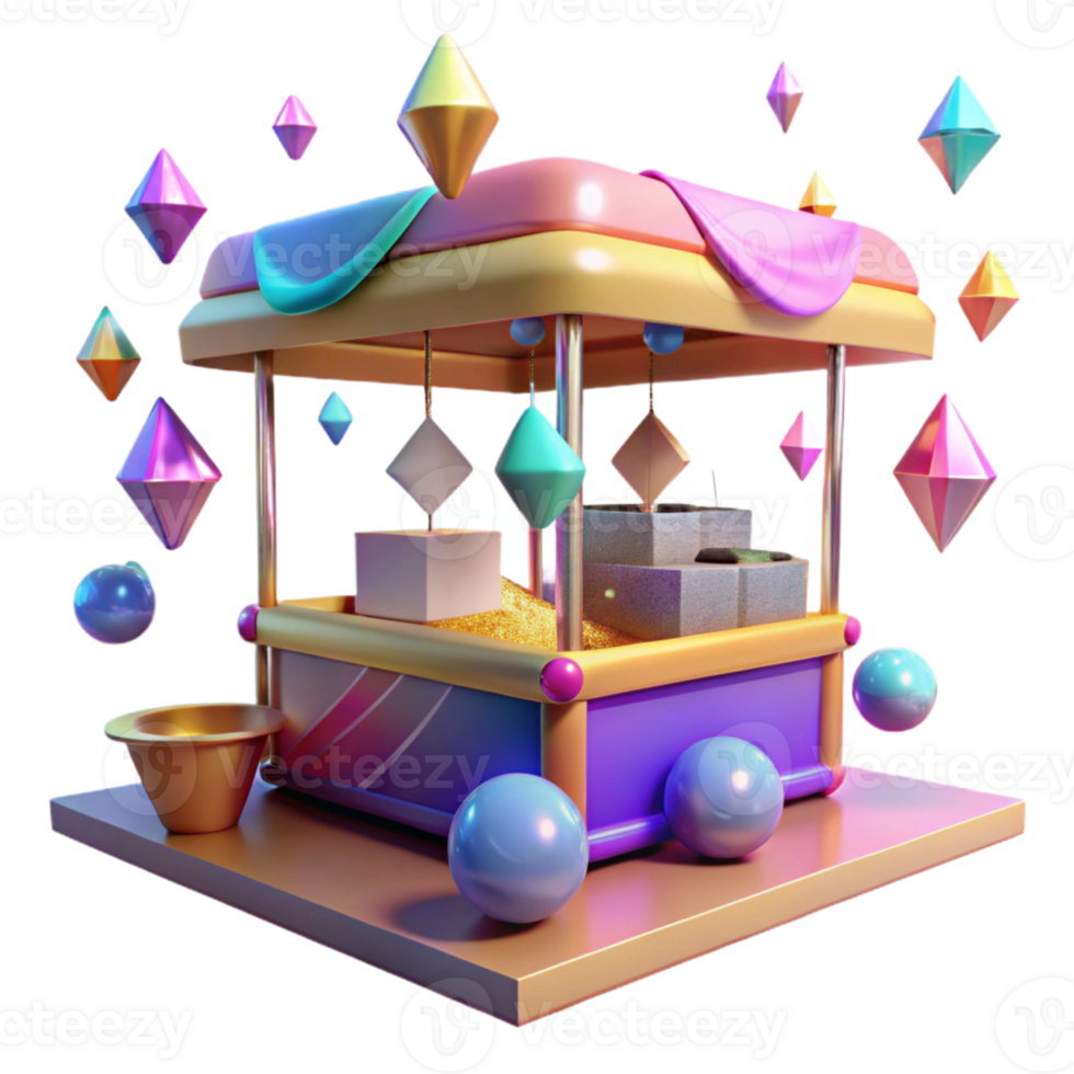 stunning classic Floating Market Stall Colorful Isolated on Transparent Background original png
