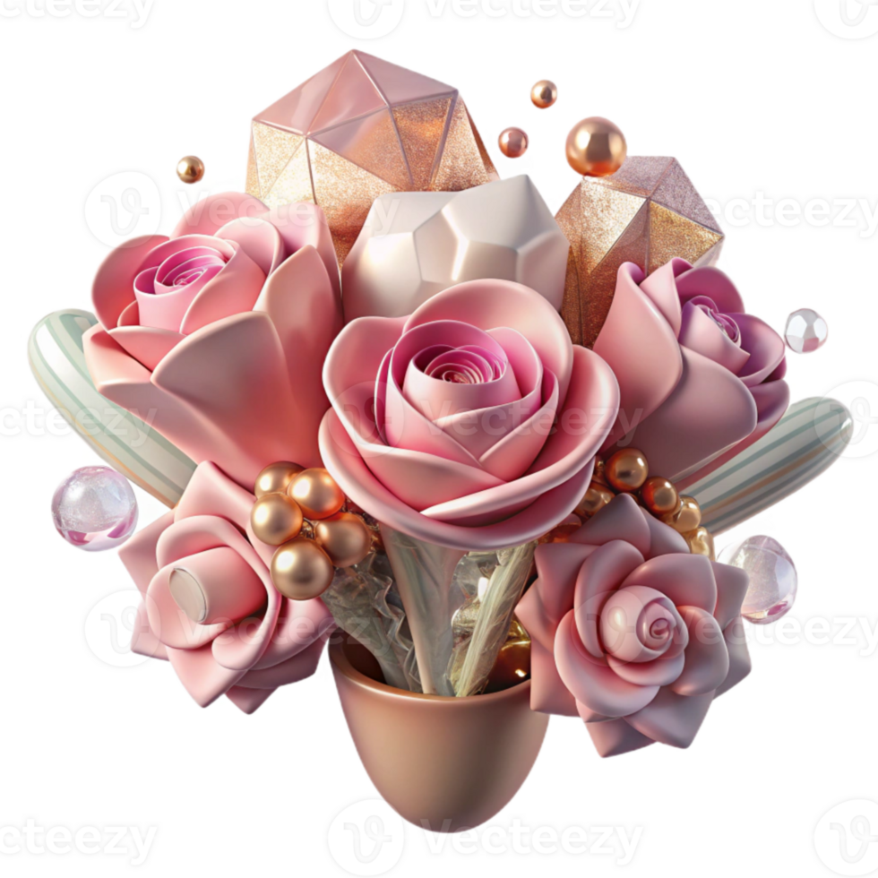 stunning creative Flower Bouquet Romantic Pink Transparent Background Cutout detailed png