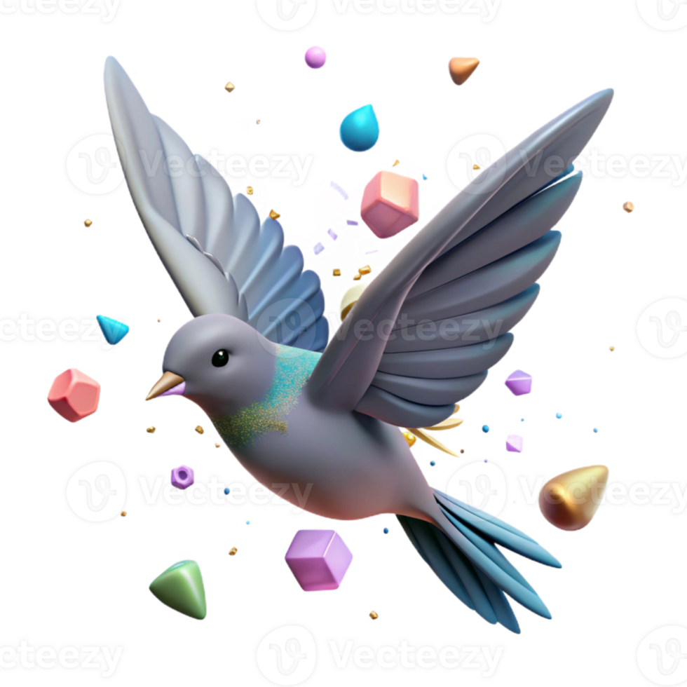vibrant modern Flying Bird Soaring in Wind Isolated png