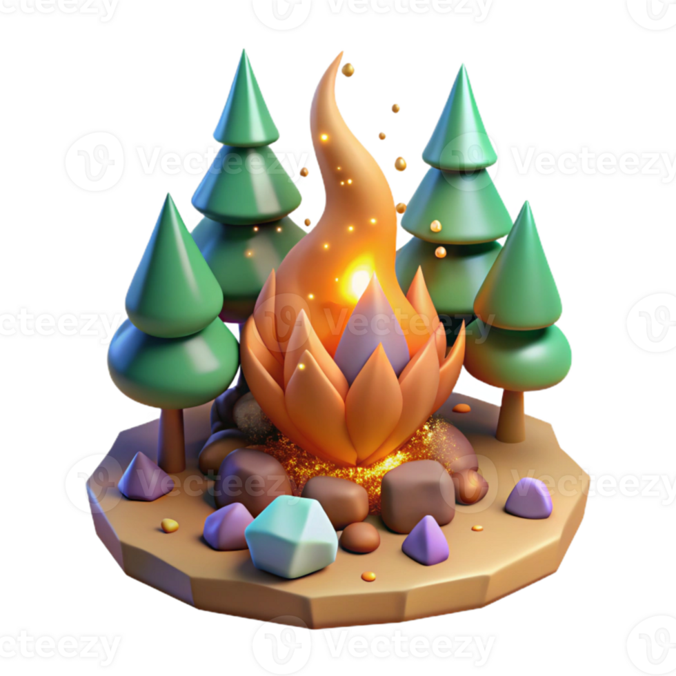 stunning abstract Forest Campfire Flames Isolated with Embers Glowing premium png