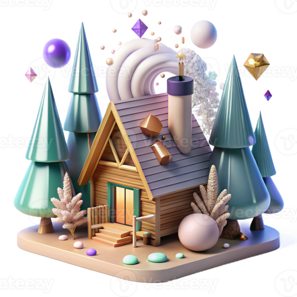 wonderful abstract Forest Cabin with Smoke From Chimney Cutout high resolution png
