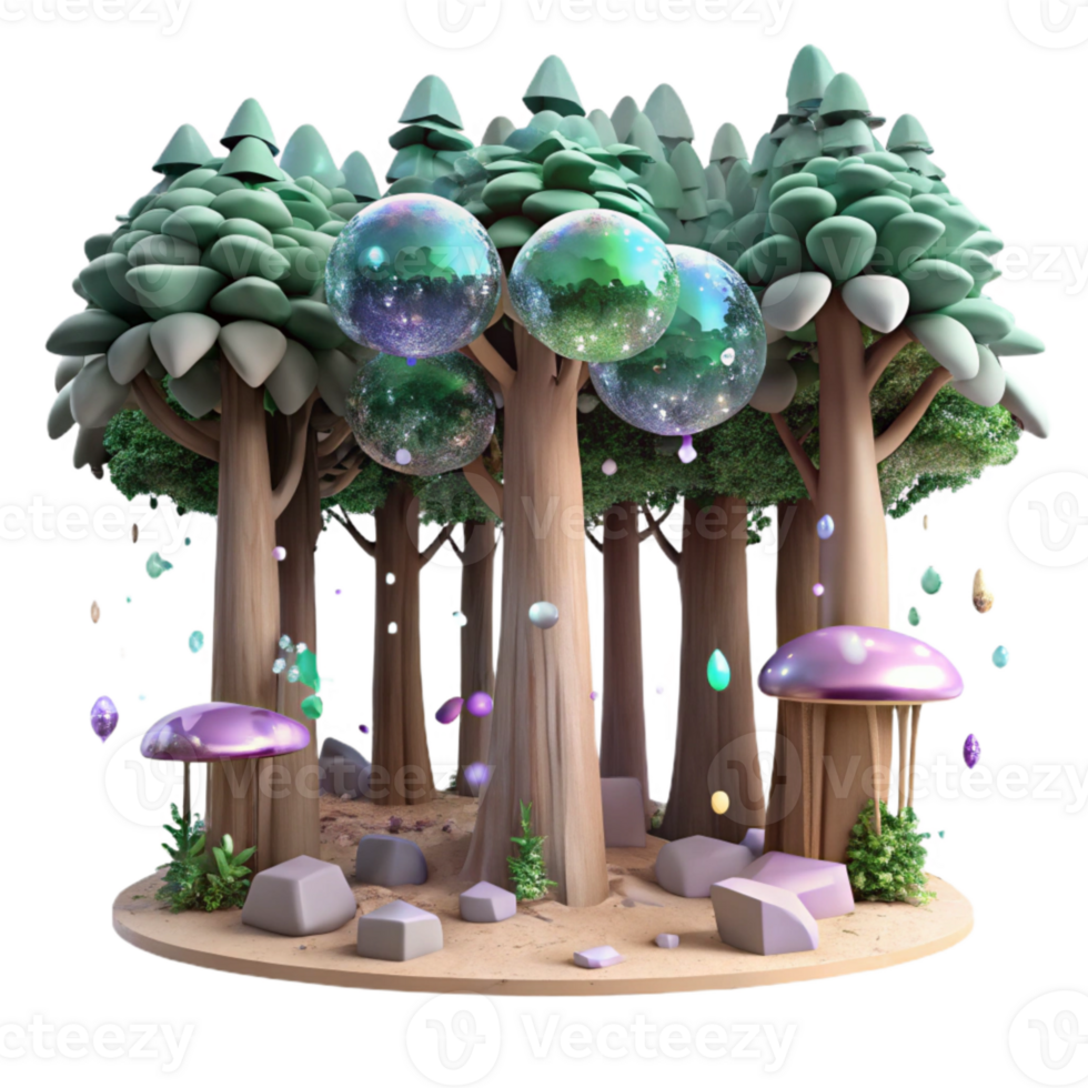 serene creative Forest Canopy Transparent Background with Dense Trees premium png