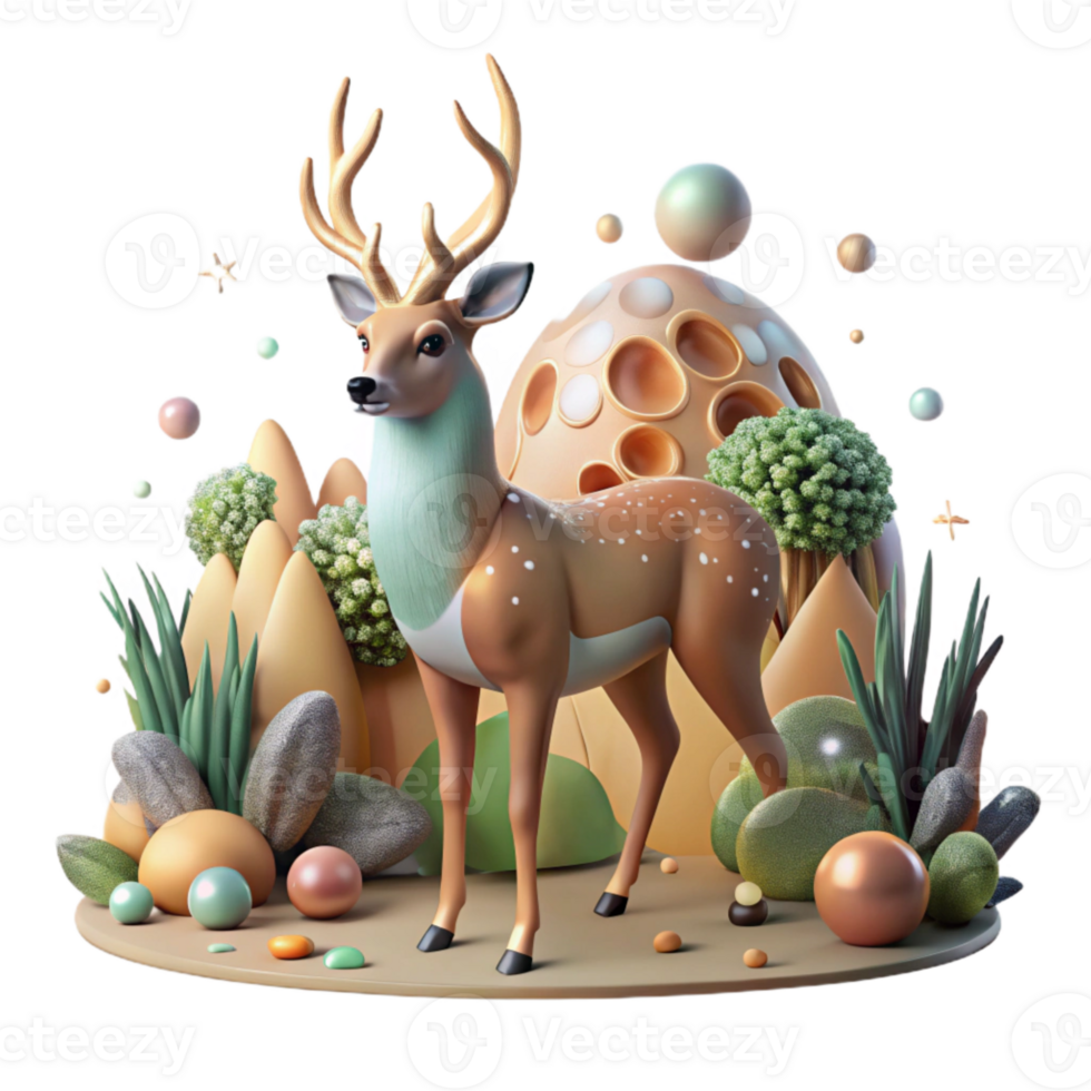 stunning abstract Forest Deer Grazing Cutout in a Meadow original png