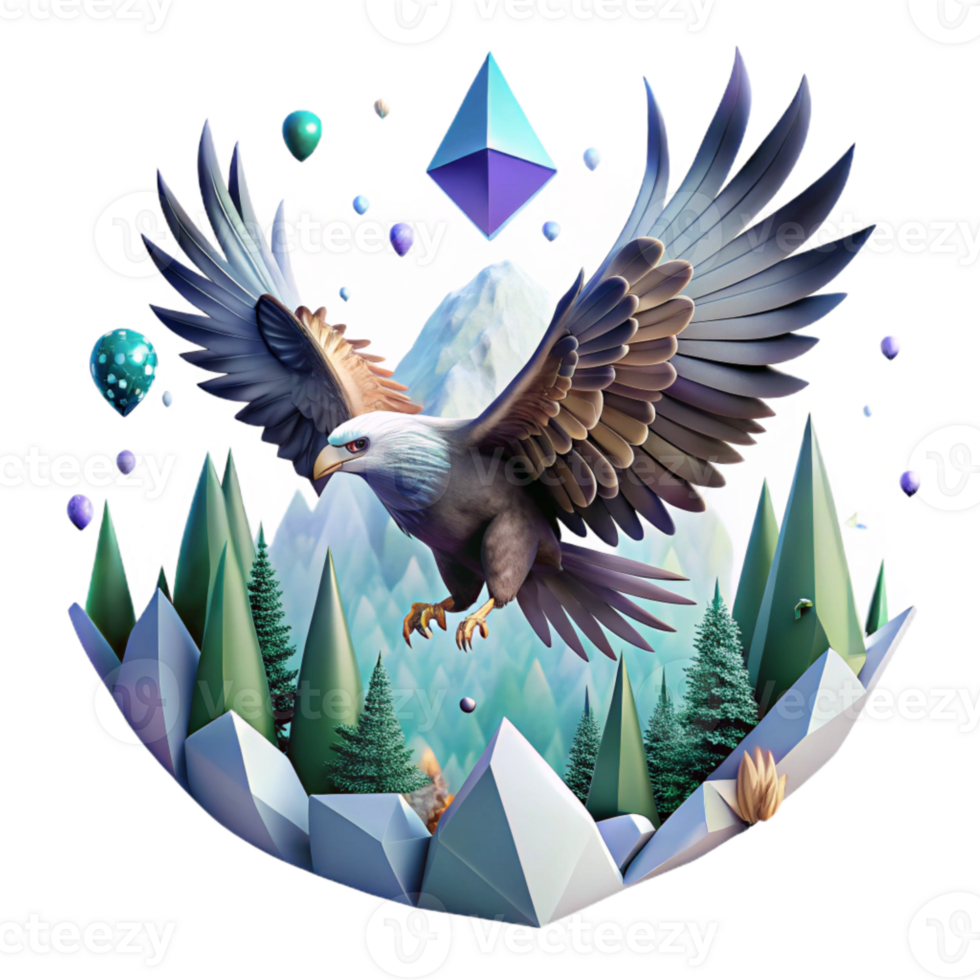 dramatic classic Forest Eagle Soaring Isolated with Wide Wingspan professional png