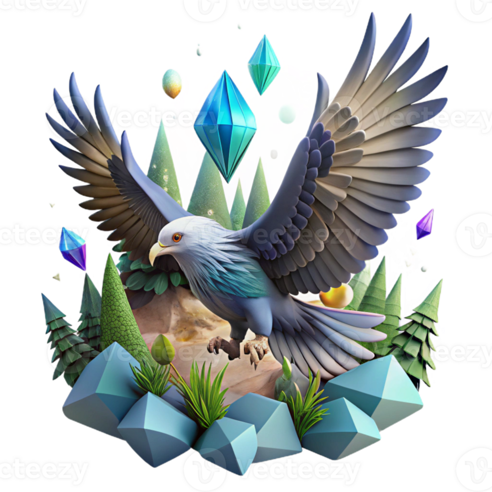 serene rustic Forest Eagle Soaring Isolated with Wide Wingspan original png