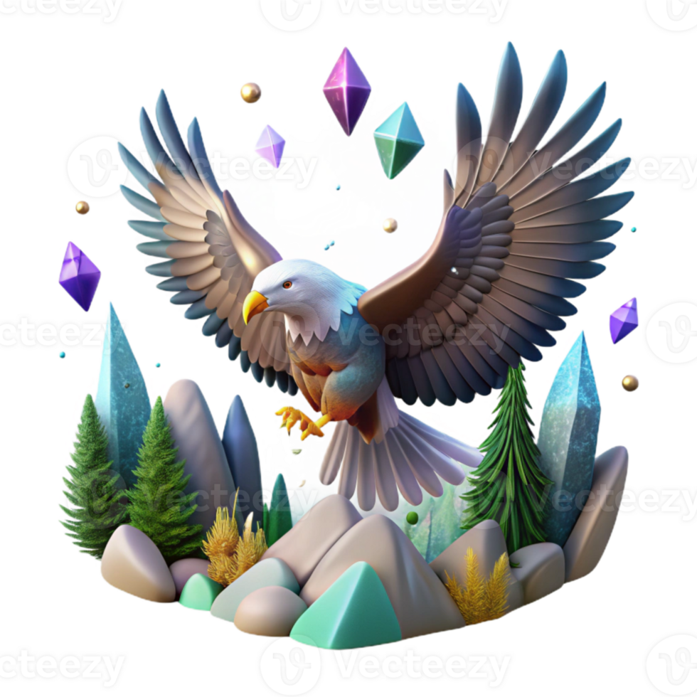 magnificent minimalist Forest Eagle Soaring Isolated with Wide Wingspan exclusive png