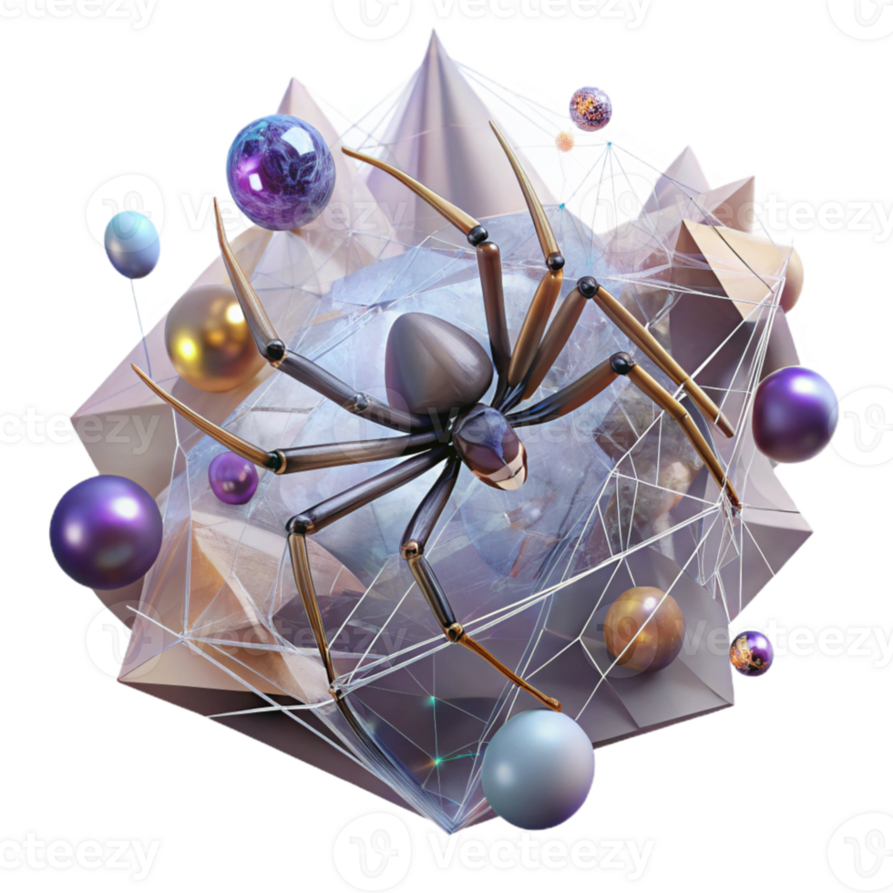 beautiful classic Forest Spider Isolated Spinning a Web high resolution png
