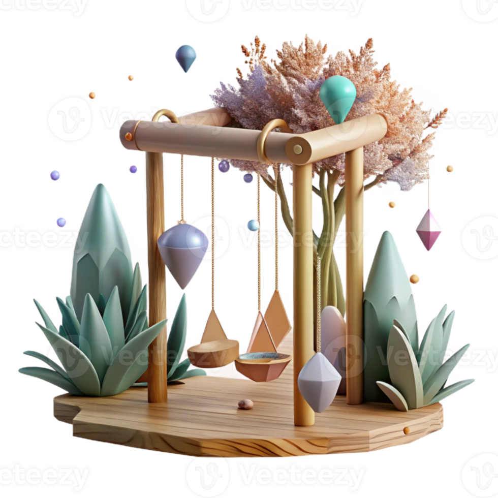 serene artistic Forest Swing Set Hanging From Tree Cutout high quality png