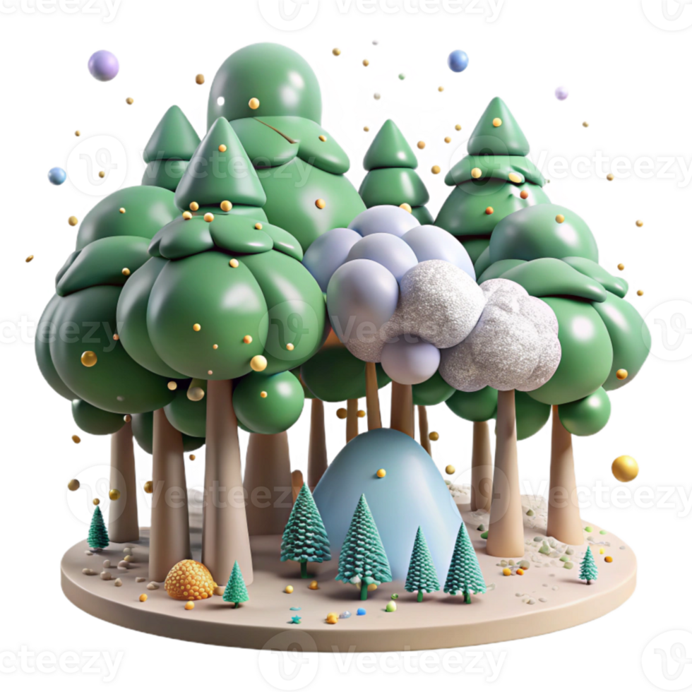 vibrant abstract Forest Trees Canopy Coverage Transparent Background premium png
