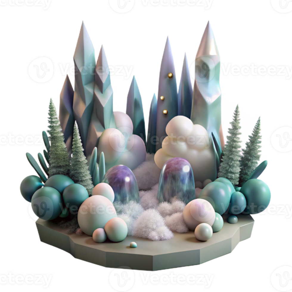 vibrant minimalist Forest with Fog Rolling in Transparent Background exclusive png