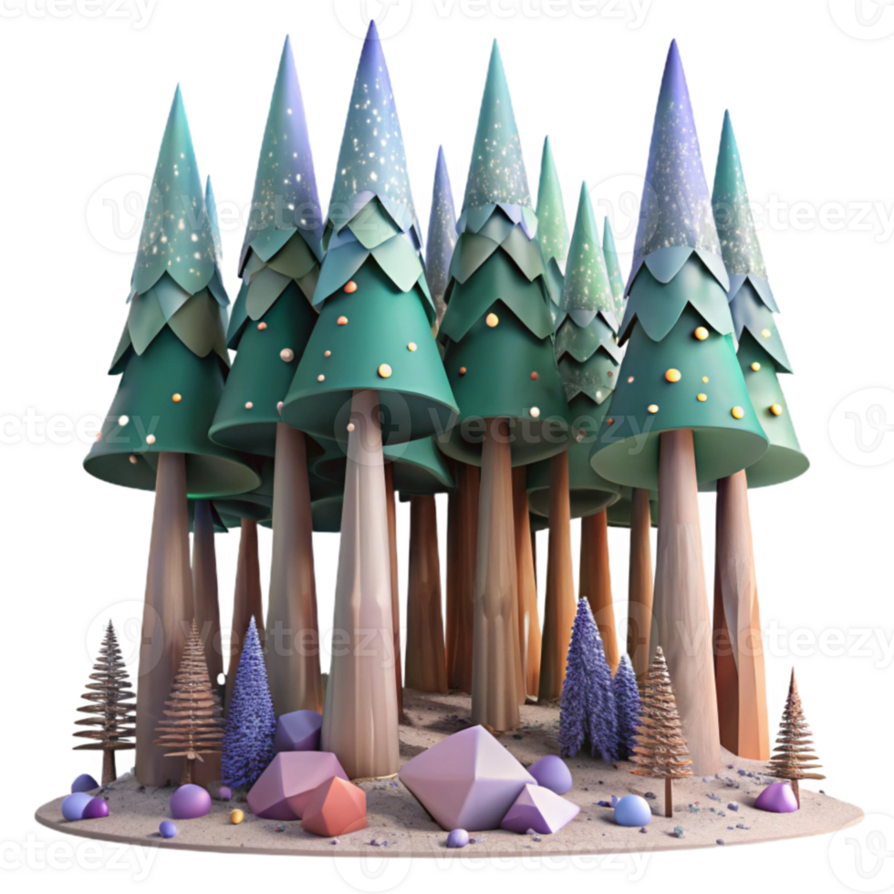 elegant artistic Forest with Tall Trees Cutout Transparent Background exclusive png