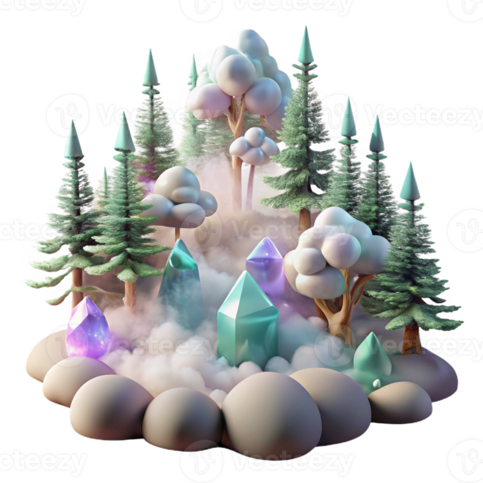 elegant classic Forest with Fog Rolling in Transparent Background png