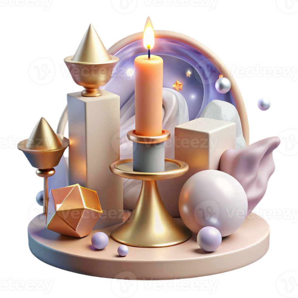 vibrant artistic Forgotten Candle Holder Transparent Background Soft Glow premium png