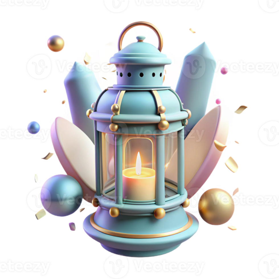 vibrant contemporary Forgotten Lantern Isolated with Soft Glow detailed png
