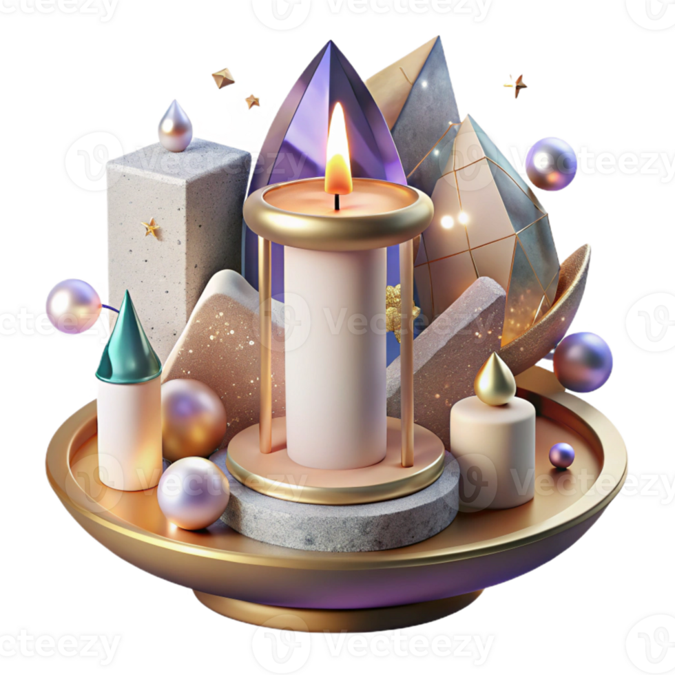 beautiful artistic Forgotten Candle Holder Transparent Background Soft Glow exclusive png