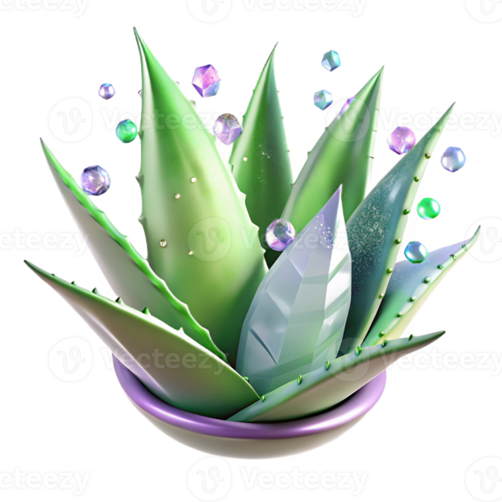 impressive artistic Fresh Healing Aloe Vera Leaf Transparent Background professional png