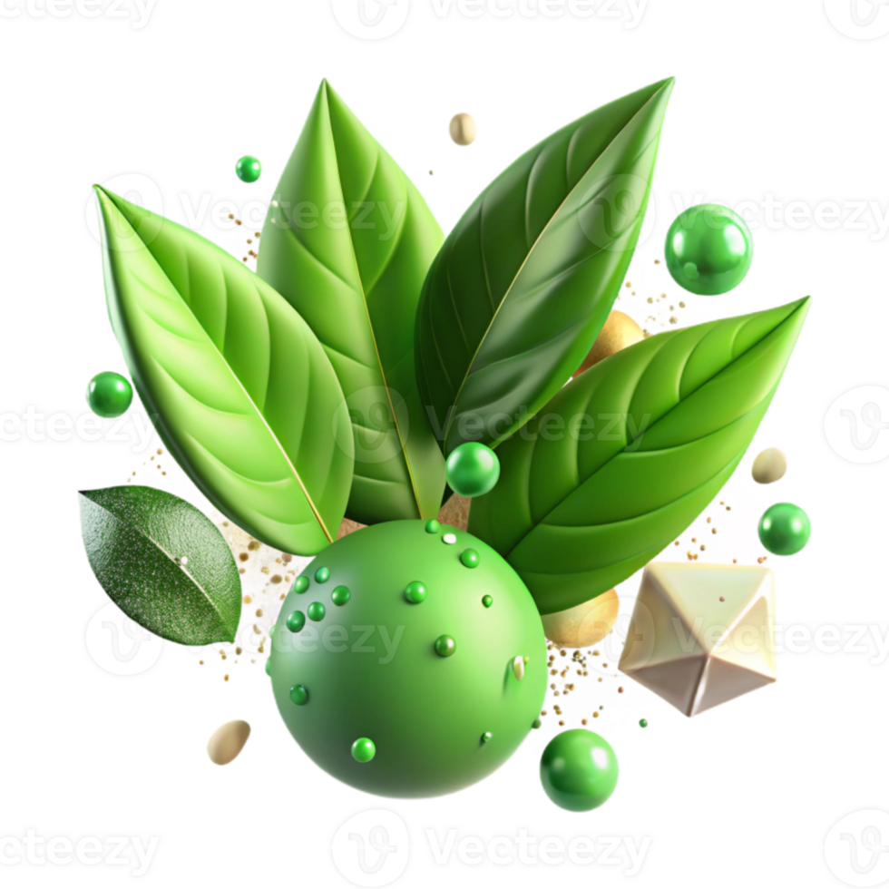 stunning vintage Fresh Green Tea Leaves Isolated Element high resolution png