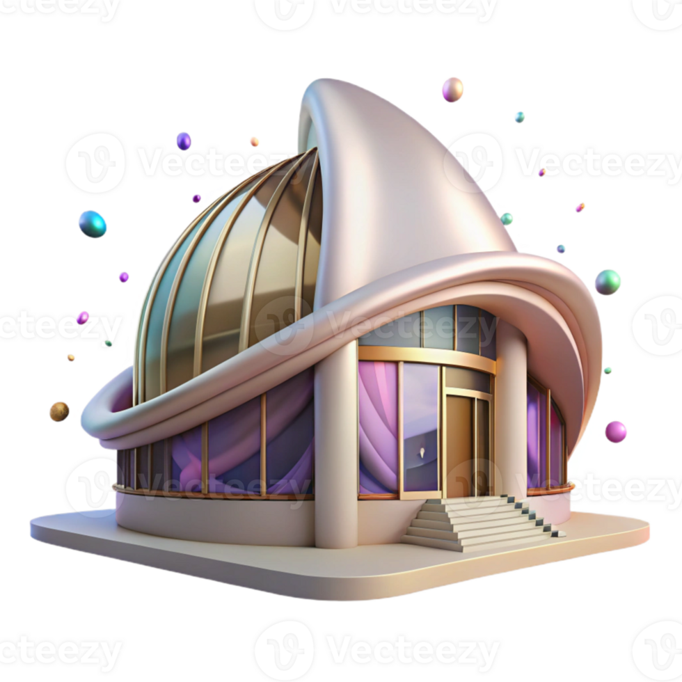 magnificent abstract Futuristic Building with Curved Lines Isolated Element genuine png