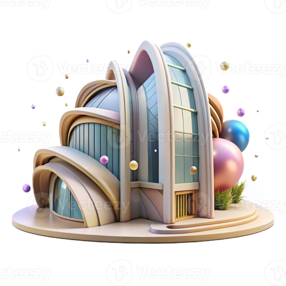 elegant abstract Futuristic Building with Curved Lines Isolated Element png