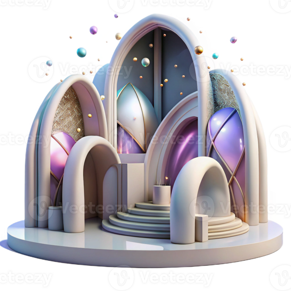 dramatic abstract Futuristic Architecture with Curved Walls Transparent Background original png