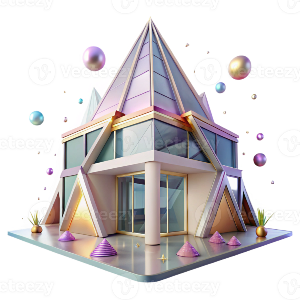 elegant traditional Futuristic Building with Triangular Design Transparent premium png