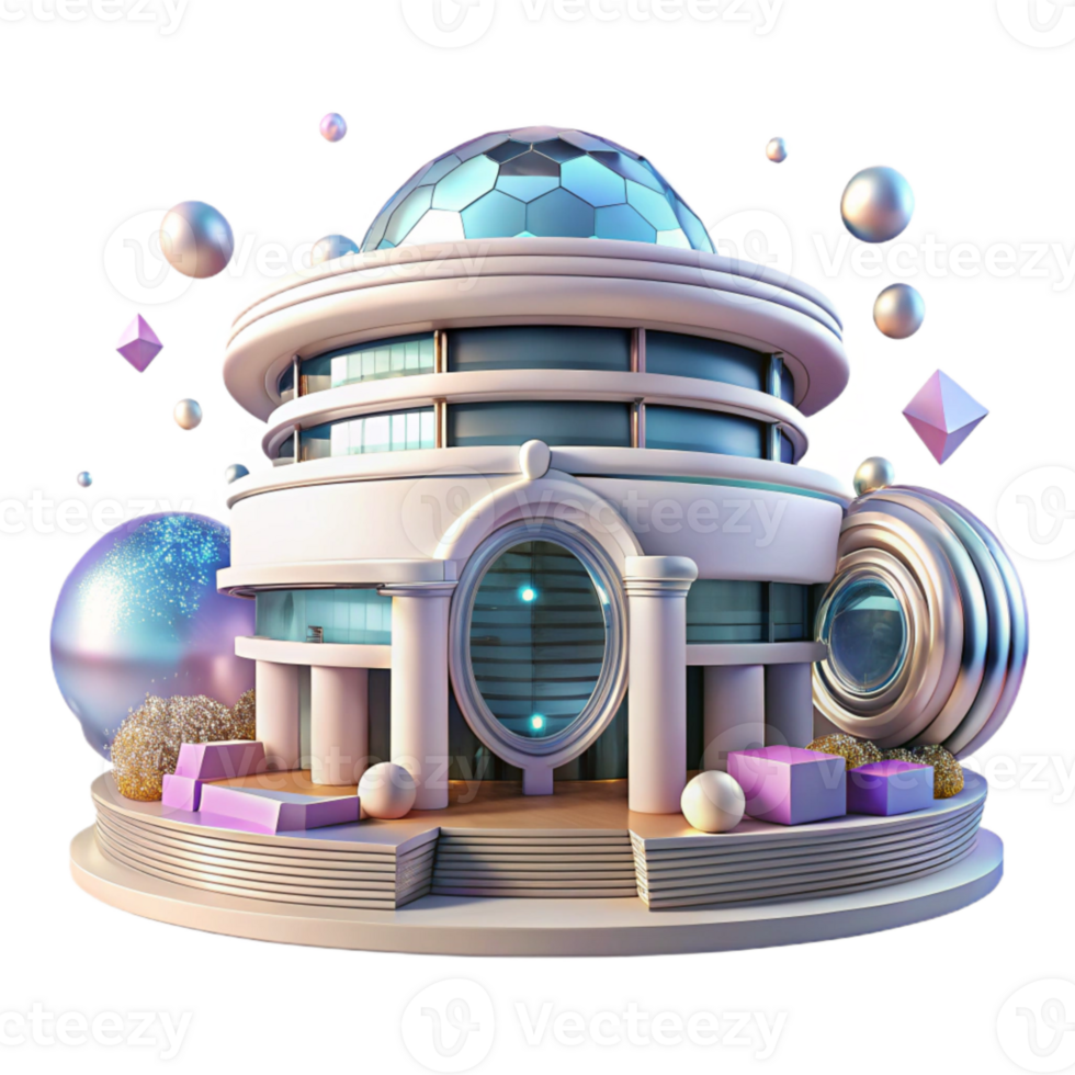 elegant traditional Futuristic Building with Circular Design Transparent authentic png