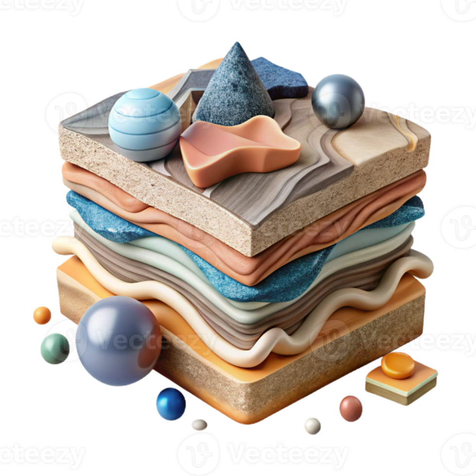 vibrant contemporary Geological Layers Cutout with Sedimentary Rock exclusive png