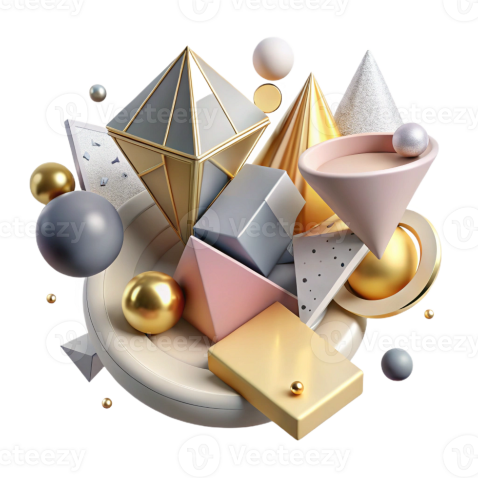 serene contemporary Geometric Light Shapes with Triangular Forms Cutout authentic png