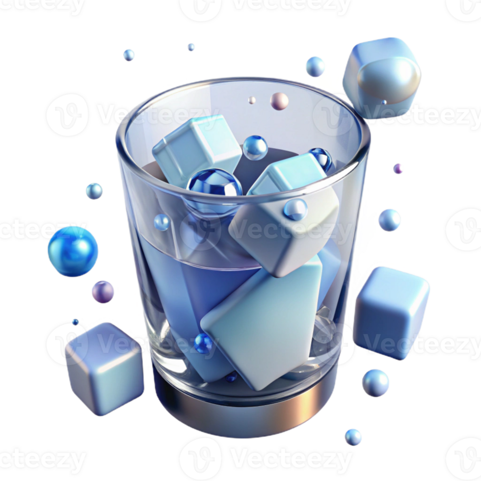 vibrant classic Glass of Water with Ice Cubes Transparent Background Cutout exclusive png