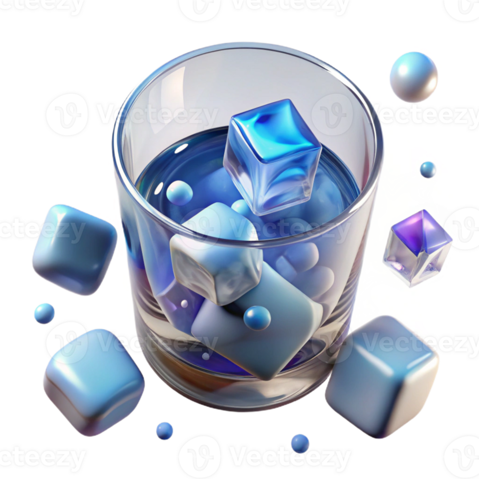 extraordinary classic Glass of Water with Ice Cubes Transparent Background Cutout png