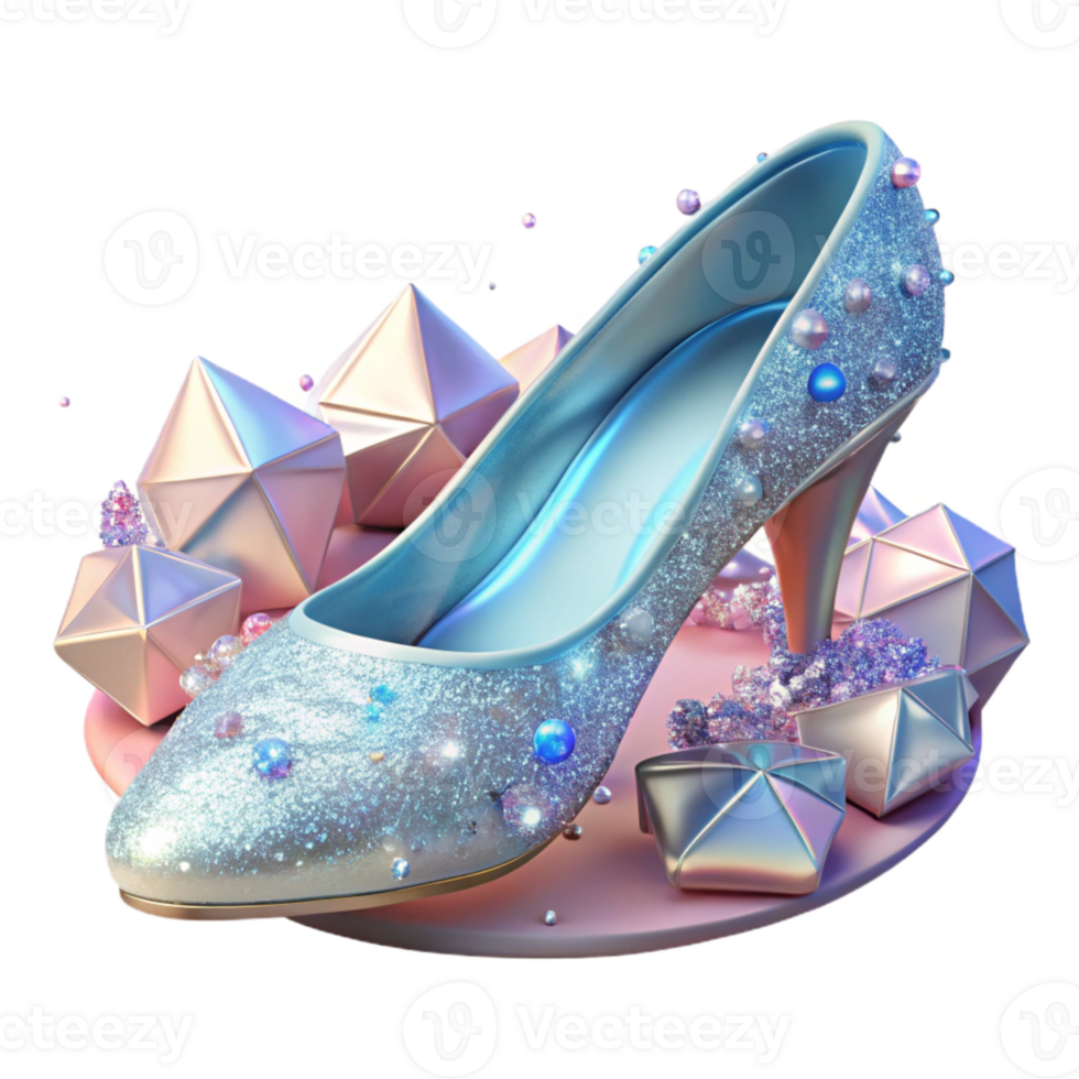 dramatic abstract Glass Slipper with Sparkling Detail Transparent Background high quality png