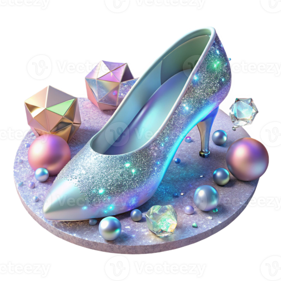 extraordinary creative Glass Slipper with Sparkling Detail Transparent Background genuine png