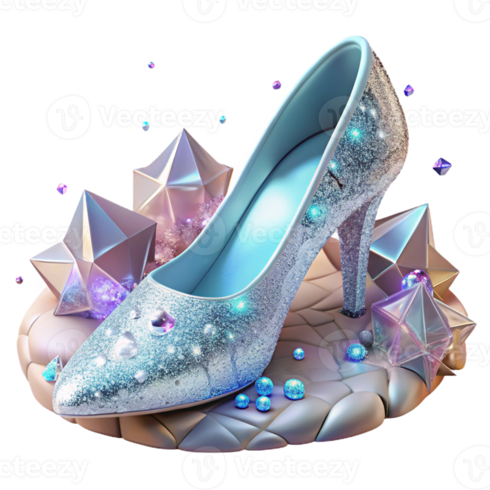 beautiful contemporary Glass Slipper with Sparkling Detail Transparent Background high quality png